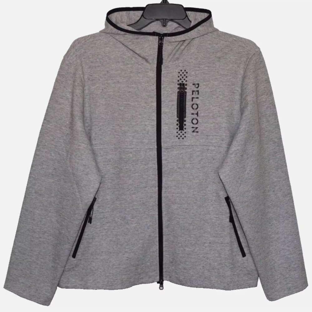 New PELOTON On The Go Full Zip Gray Cotton Blend Hoodie Jacket Size L